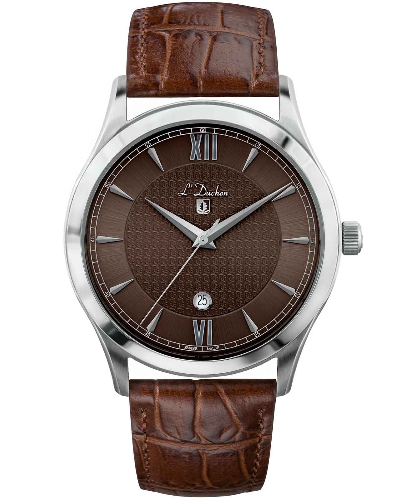 L'Duchen L'Duchen Carcassonne D 761.12.18  D 761.12.18 кварцевые мужские часы коричневый циферблат, браслет кожаный — вид спереди